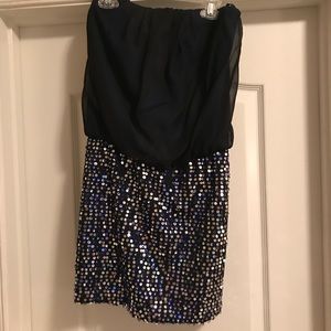 Navy blue sequined cocktail dress